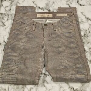 Guess Skinny Jeans Women Snake Embossed Metallic Zipper Ankle Gray Size 25